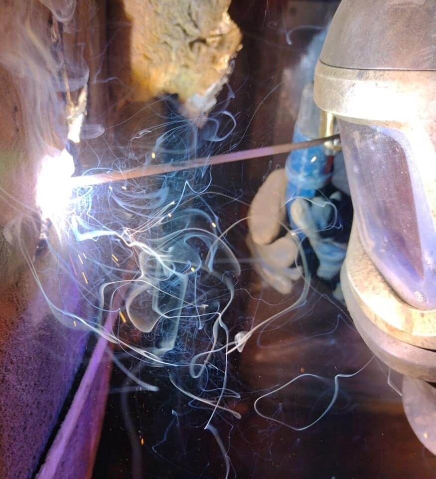 side view of coded welding